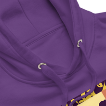 Load image into Gallery viewer, Close-up of a purple hoodie with a focus on the drawstring.