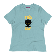 Load image into Gallery viewer, Light blue t-shirt with a graphic design of a person with a afro and text, 'FRO SHO' on a white background