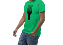 Load image into Gallery viewer, Man wearing a Irish green t-shirt with a black graphic design on a white background