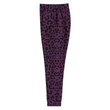 Load image into Gallery viewer, Purple leggings with black leopard print on no background