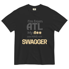 Load image into Gallery viewer, City Swagger ATL T-Shirt by ClarkieShop — bold graphic design inspired by Atlanta’s creative energy and streetwear culture. Black t-shirt with &#39;I&#39;m from ATL&#39; text
