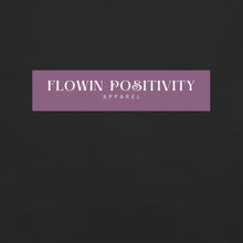 Load image into Gallery viewer, Don’t Touch My Fro Hoodie by ClarkieShop — bold graphic afro design celebrating natural hair and self-respect. Purple t-shirt with &#39;FLOWIN POSITIVITY label.
