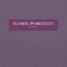 Load image into Gallery viewer, Don’t Touch My Fro Hoodie by ClarkieShop — bold graphic afro design celebrating natural hair and self-respect. Purple t-shirt with &#39;FLOWIN POSITIVITY label.
