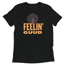 Load image into Gallery viewer, Radiate good energy in the Feelin’ Guud tee —soft, joyful, and stylish essentials that keep your vibe lifted all day. Black t-shirt with &#39;Feelin&#39; Guud&#39; text and afro graphic.
