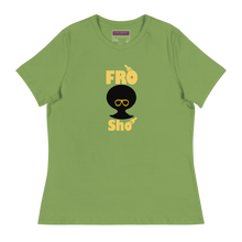 Load image into Gallery viewer, Green t-shirt with &#39;Fro Sho&#39; graphic design on a white background
