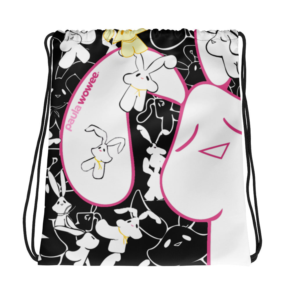 Paula Wowee Treets for the Street - Drawstring Bag Black